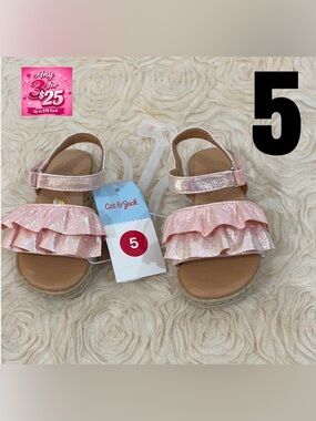 Cat & Jack Pink Shimmer Ruffle Sandals infant size 5